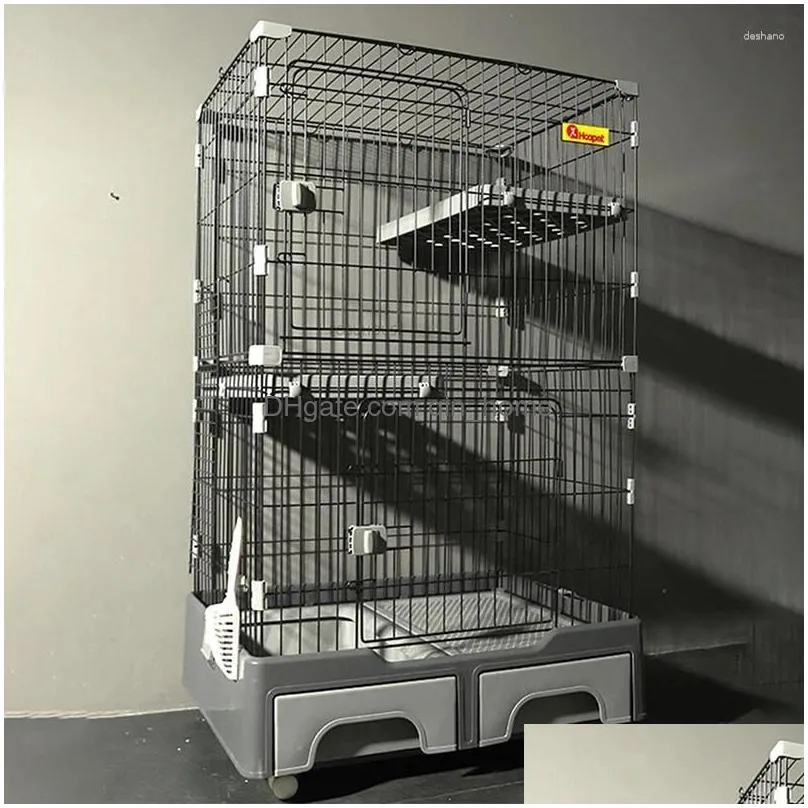 cat carriers modern iron mesh cage indoor house super large space three-story supplie breathable fence toilet integrated