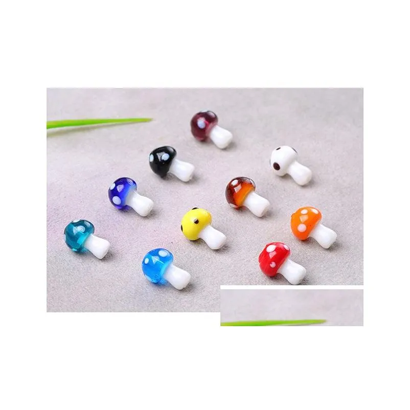 Glass Fancy- Diy Accessories Glass Beads Loose Pendants Colorf Cute Mushroom For Jewelry Making Drop Delivery Jewelry Loose Beads Dhkmp