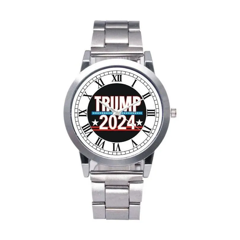 Children`S Watches Trump 2024 Men Watches Letters Retro Quartz Teenager Wrist Watch 38Mm Mens Stainless Steel Strap Matic Movement Sl3 Dhhpl