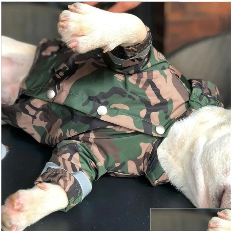 Dog Apparel Pet Dog Raincoat Clothes For Big Dogs Camouflage Waterproof Raining Rain Coat Outdoor Costumes French Drop Delivery Home G Dhe9M