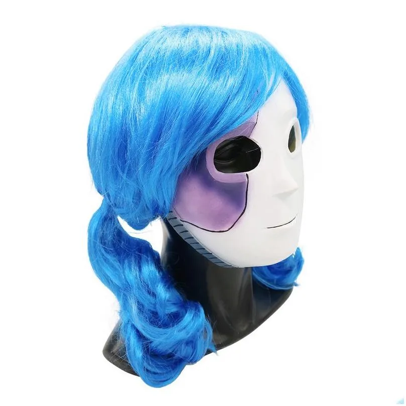 Party Masks Game Sally Face Mask Blue Wig Sallyface Cosplay Halloween Cos Props Drop Delivery Dhohi
