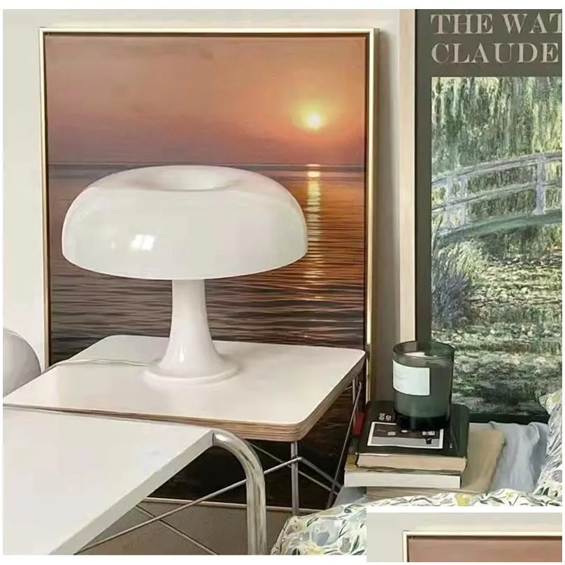 Other Home Decor Italy Designer Led Mushroom Table Lamp For El Bedroom Bedside Living Room Decoration Lighting Modern Minimalist Desk Dhqd8