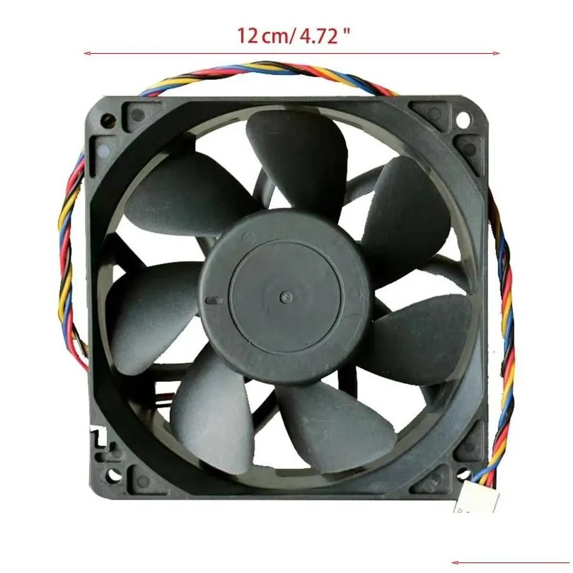 Fans & Coolings Fans Coolings Qfr1212Ghe 12V 2.7A 12038 12Cm Graphics Card Mining High Air Volume Violent Fanfans Drop Delivery Comput Dhj7A