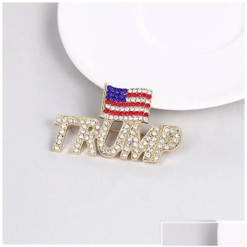 other arts and crafts trump brooch america flag diamond pin commemorative badge drop delivery home garden dhsk6