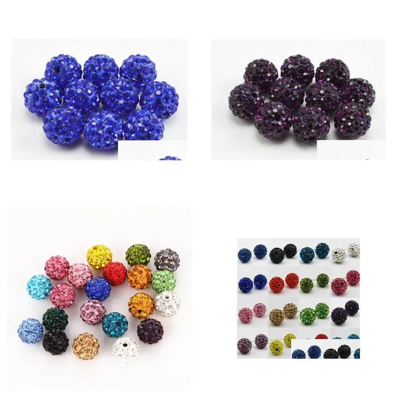 Crystal 50Pcs/Lot 10Mm Mixed Colors Micro Pave Cz Disco Ball Crystal Bead Bracelet Necklace Rhineston Drop Delivery Jewelry Loose Bea Dhvmm