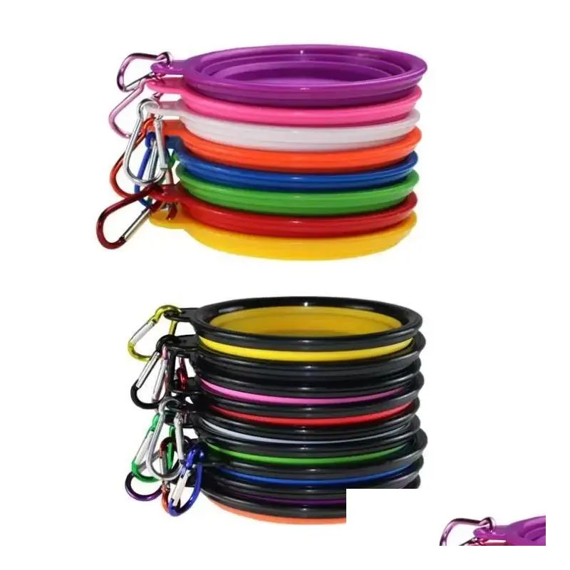 Dog Bowls & Feeders Pet Dog Bowls Folding Portable Food Container Sile Bowl Puppy Collapsible Feeding With Climbing Buckle Drop Delive Dhpld