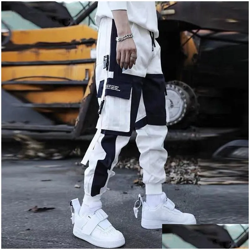 Men`S Pants Fashion Streetwear Mens Mti Pockets Cargo Harem Pants Hip Hop Casual Male Joggers Trousers Harajuku Pantalones Hombres Dr Dhdxf