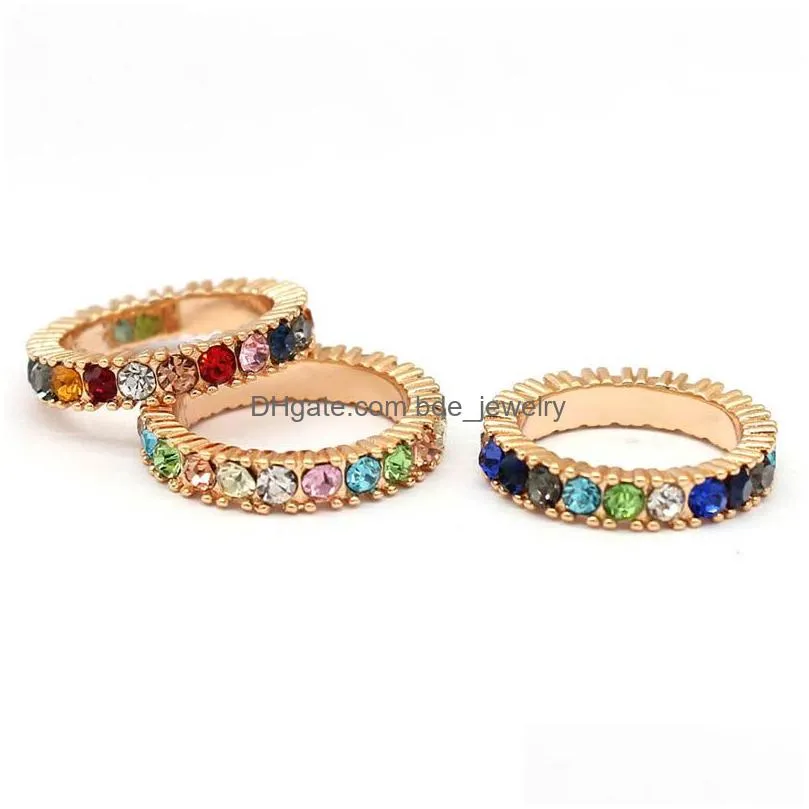 artificial diamond studded colorful ring european and american fashion full rhinestone gold rings