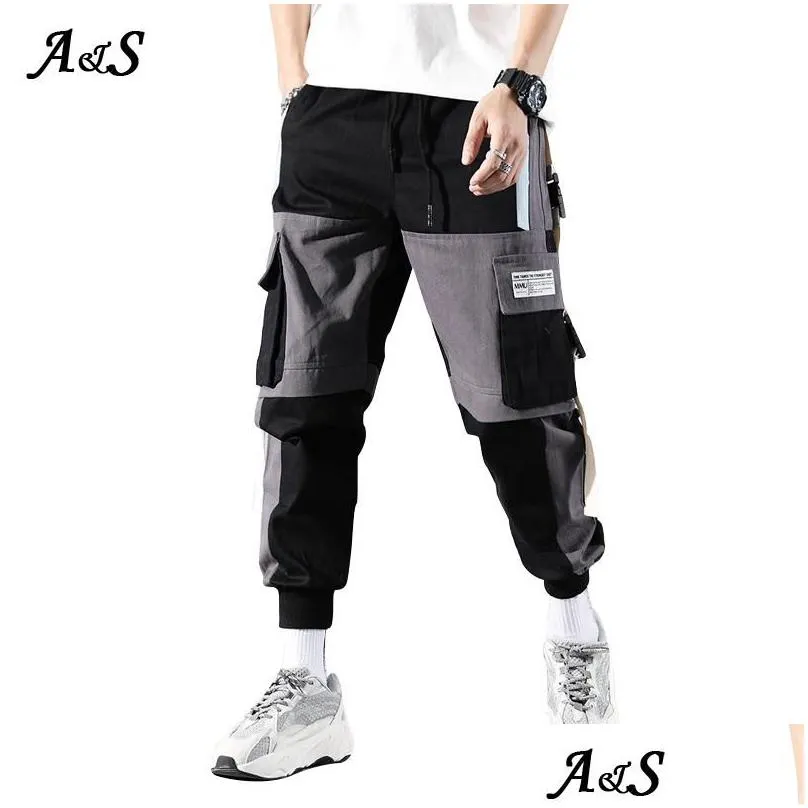 Men`S Pants Fashion Streetwear Mens Mti Pockets Cargo Harem Pants Hip Hop Casual Male Joggers Trousers Harajuku Pantalones Hombres Dr Dhdxf