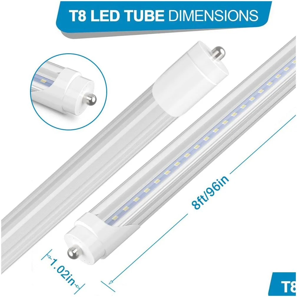 Led Tubes 8 Feet 8Ft Single Pin T8 Fa8 Leds Lights 45W 4800Lm Fluorescent Tube Lamps 85-265V - Stock In Us Drop Delivery Dhqwn