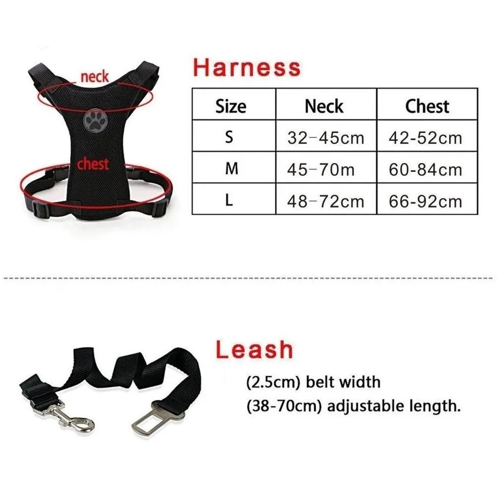 Dog Collars & Leashes Air Mesh Puppy Pet Dog Car Harness Seat Belt Clip Lead Safety For Travel Dogs Mti-Function Breathable Supplies 2 Dhmps