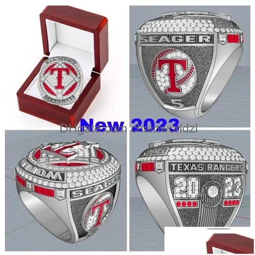 2022 2023 baseball rangers seager team champions championship ring with wooden display box souvenir men fan gift drop delivery dhnoo