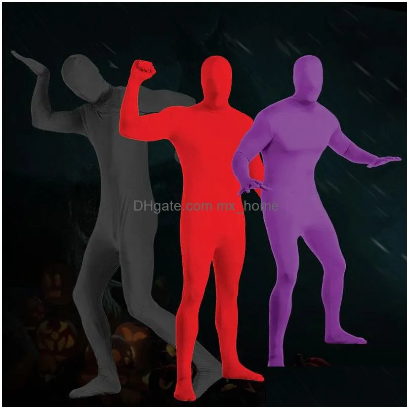 kids adult halloween cosplay clothes invisible cloak ninja nocturnal jumpsuit invisibility skin tight full body zentai suit