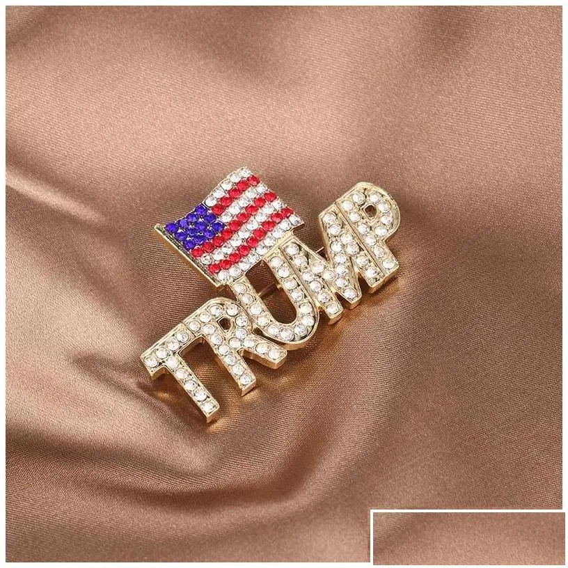 other arts and crafts trump brooch america flag diamond pin commemorative badge drop delivery home garden dhsk6