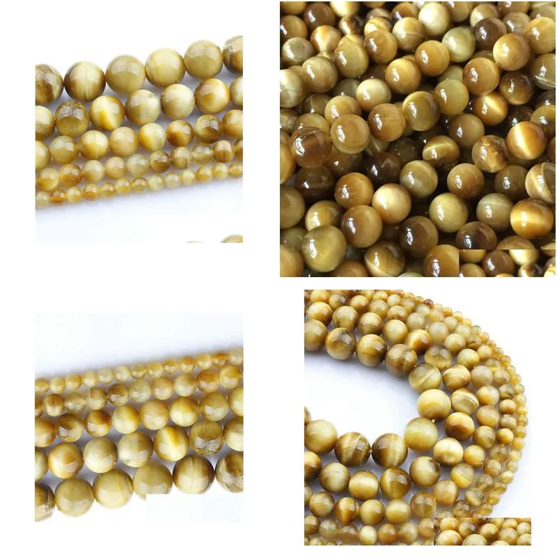 Stone Selling Natural Yellow Tiger Eye Stone Loose Beads Red Golden Semi-Finished Products Diy Jewelry Making Drop Delivery Jewelry L Dhaz9