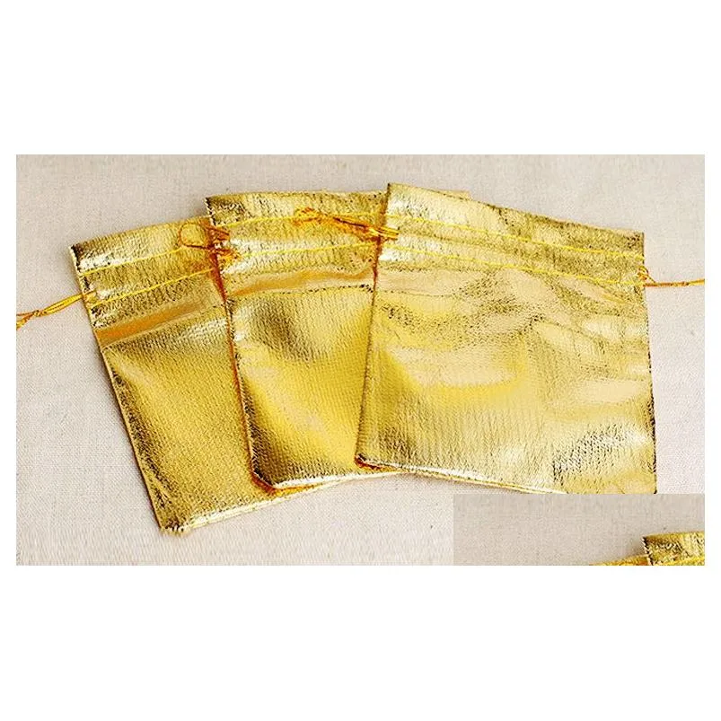 Jewelry Pouches, Bags 100 Gold Gauze Jewelry Bags 7X9 Cm 9X12Cm 11X15Cm / 13X18Cm Adjustable Packing Color Dstring Bag Dable Wedding G Dh2Vi