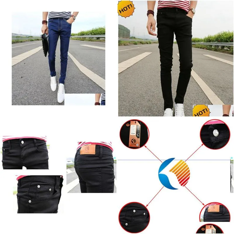 Men`S Jeans Spring Summer Skinny Jeans Mens Leisure Stretch Feet Pants Tight Black Length Trousers Pencil Men Drop Delivery Apparel M Dh07X