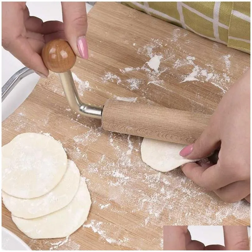 Rolling Pins & Pastry Boards Dumplings Rolling Pin Kitichen Cooking Baking Fondant Paste Pizza Tool Cake Dough Roller Dumpling Skin Ma Dhg8T