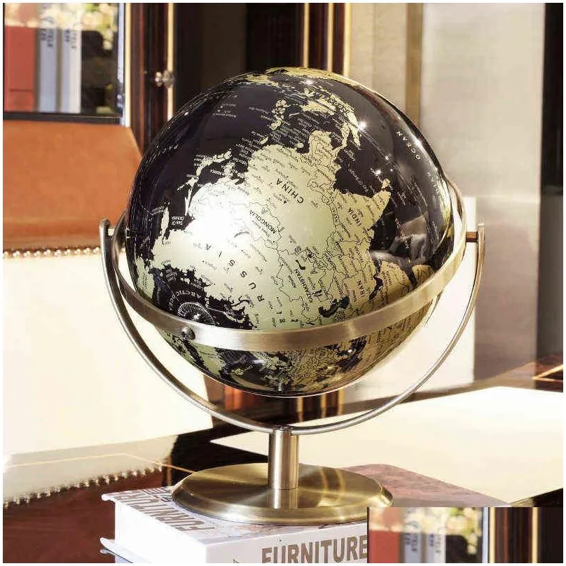 Decorative Objects & Figurines Metal Accessories Large World Globe Map For Home Table Desk Ornaments Christmas Gift Office Decoration Dh5Cz