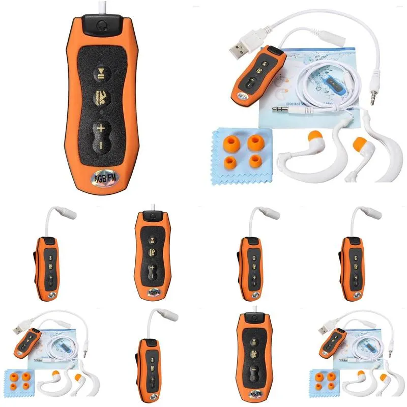 Mp3 & Mp4 Players Player Swimming Underwater Diving Spa Fm Radio Waterproof Headphones Orange Drop Delivery Electronics Dh5Mu