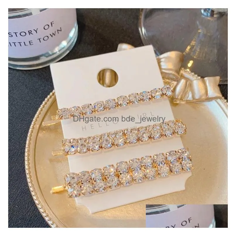 super flash rhinestone hair clips combination high quality luxury diamond hairpin women barrettes fashion 3pcs in one set