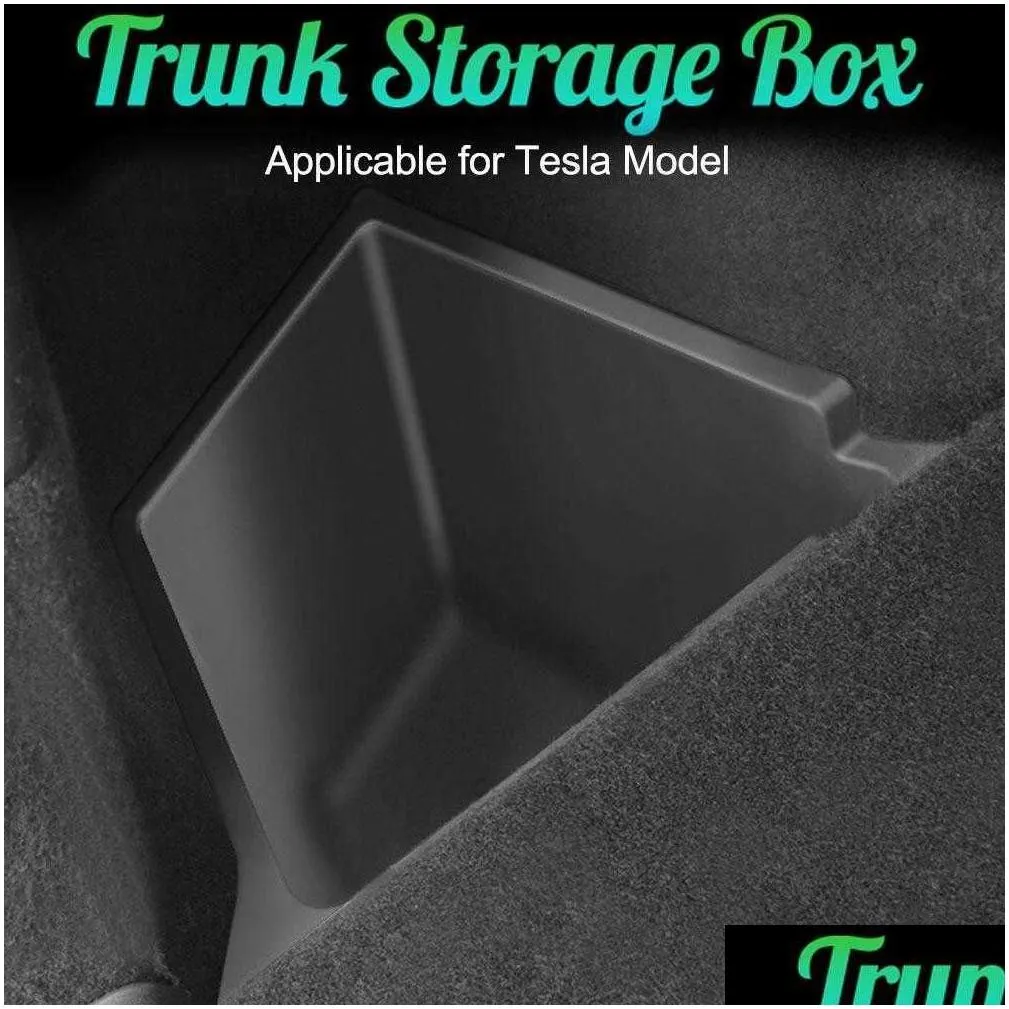 Other Interior Accessories New Futhope Car Trunk Side Storage Box For Tesla Model Y -23 Hollow Er Organizer Flocking Mat Partition Boa Dhwoo