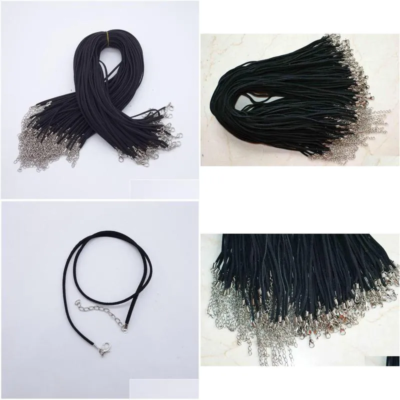 Cord & Wire 100Pcs/Lot 2.7Mm Black Soft Veet Cord Necklaces Chains With Lobster Clasps Faux Suede Leather Drop Delivery Jewelry Jewelr Dh4Pr