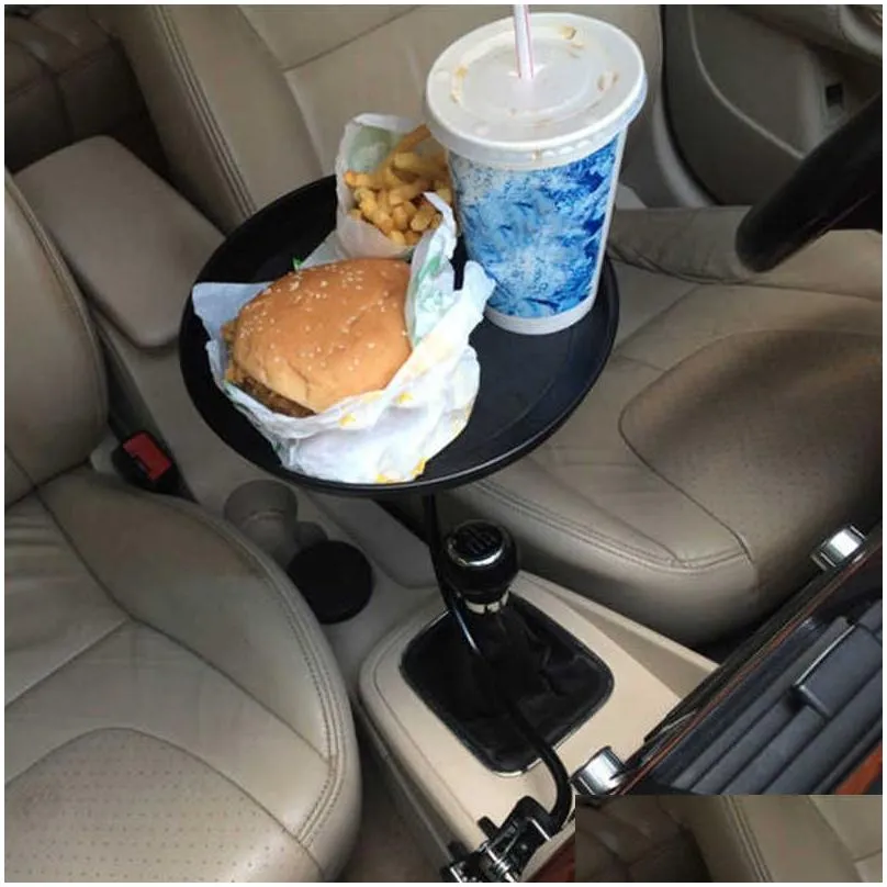Other Interior Accessories New Car Food Tray With Clamp Bracket Folding Dining Table Drink Holder Pallet Back Seat Water Cup Swivel Dr Dh9Ik