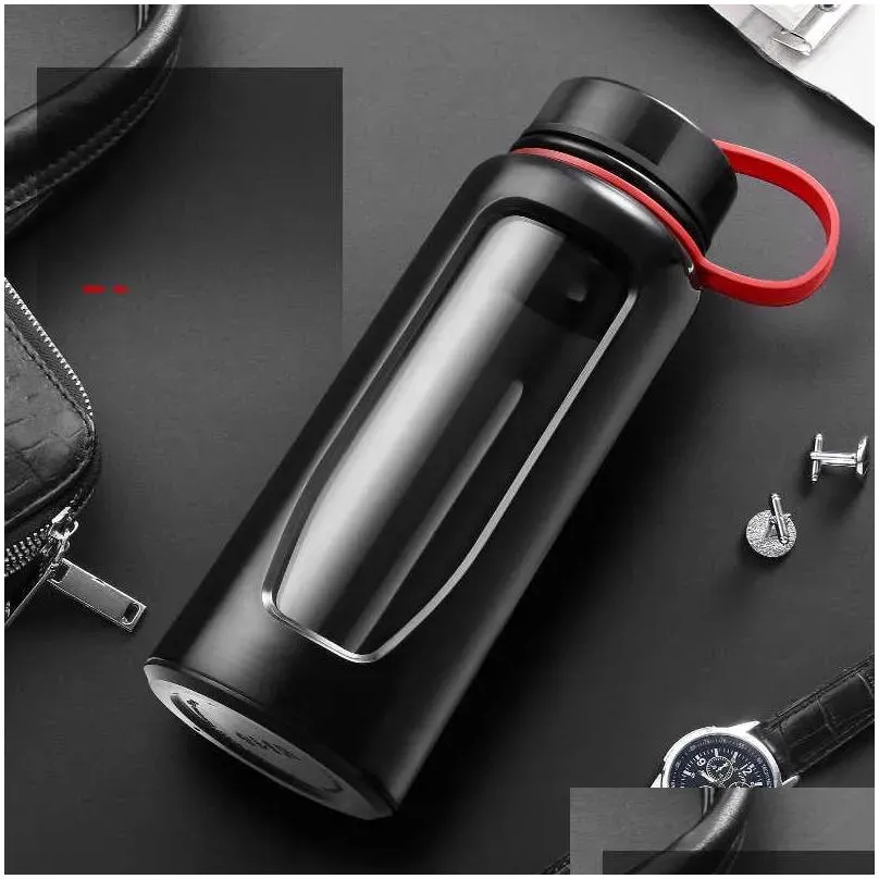 Water Bottles Mugs Bottle For Water 1000Ml Big Sports Glass Bike Cup Double Bottom Tea Coffee School Children 211013 Drop Delivery Hom Dhwfu