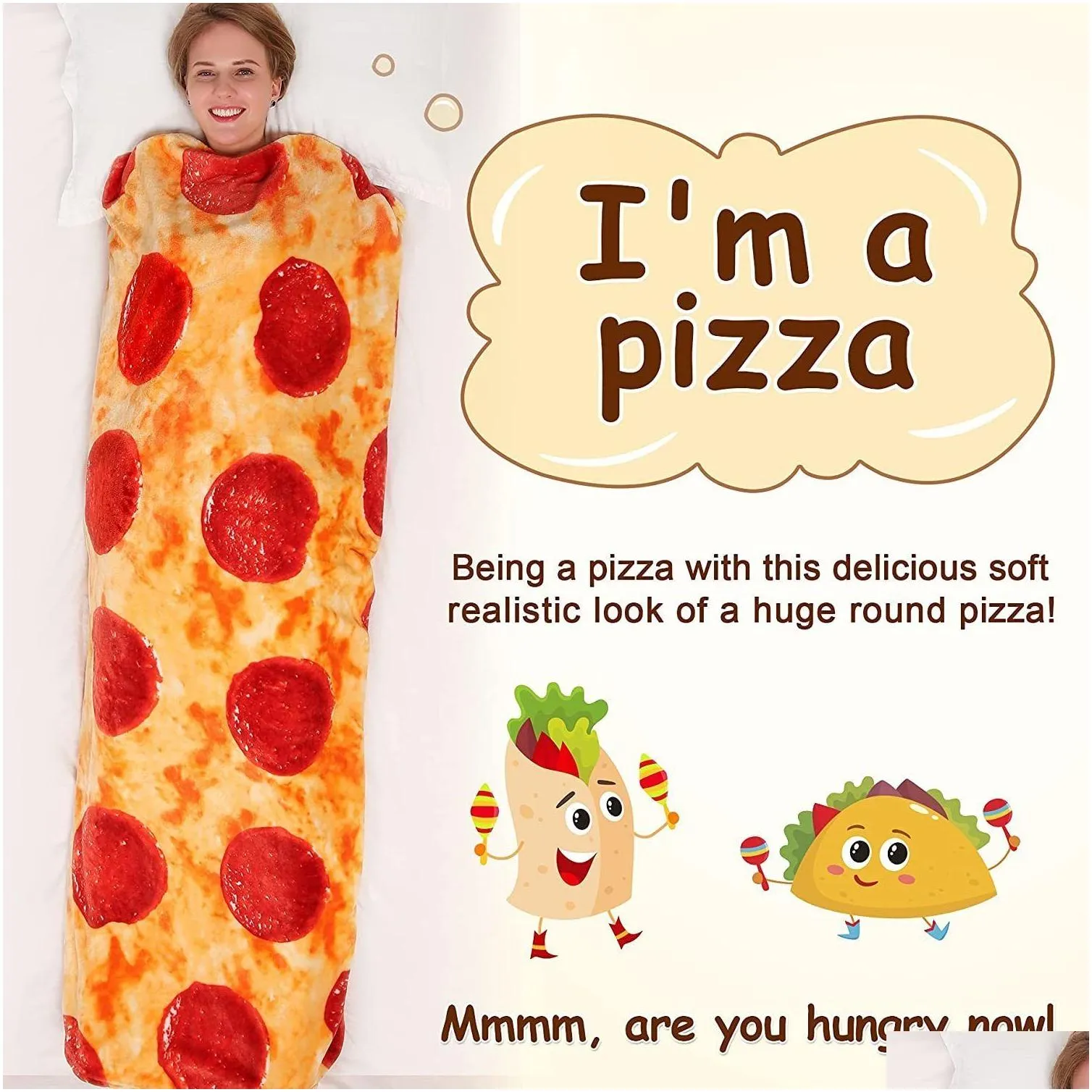 Blanket Pizza Novelty Realistic Food For Kids Adt Soft Pepperoni Funny Gifts Teen Boy Girl Drop Delivery Dhm8A
