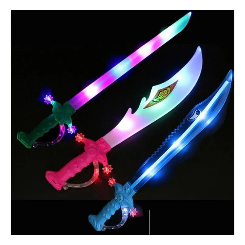 Led Swords/Guns Light Up Ninja Swords Motion Activated Sound Flashing Pirate  Sword Kids Led Toy Glow Stick Party Favors Gift Dhycc