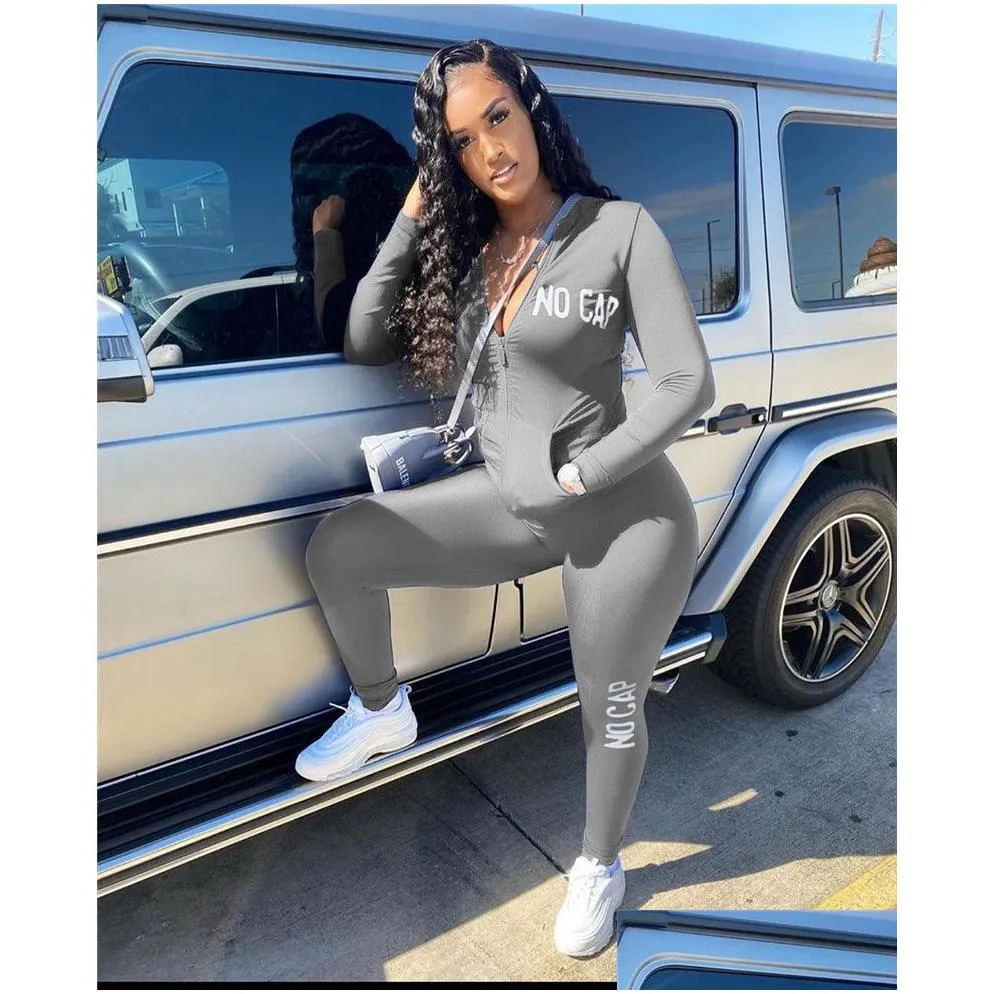 Maternity Tops & Tees Women Zipper Tracksuit No Cap Letter Printed Long Sleeve Coat Tops Add Pants Two Piece Set Autumn Casual Outfits Dhq64