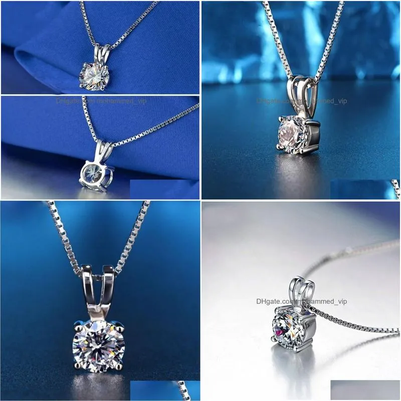 handmade 2ct lab diamond pendant real 925 sterling silver party wedding pendants choker chain necklace for women fine jewelry