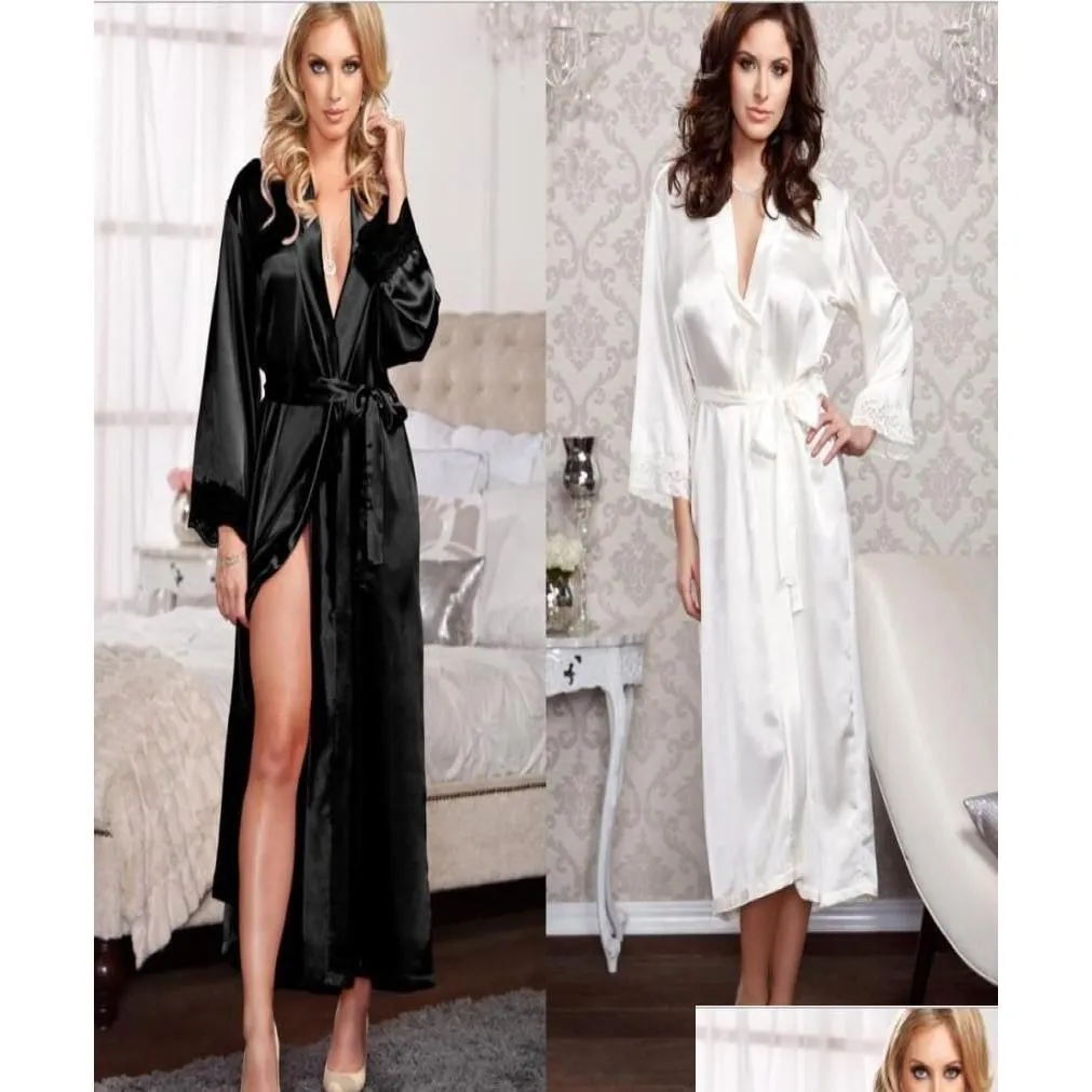 unisex mens ladies womens solid plain rayon silk long robe pajama lingerie nightdress kimono gown pjs women dress 6 colors8455800