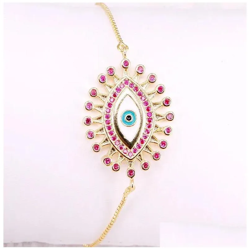 Charm Bracelets 12Pcs Enamel Lucky Eye Lovely Girl Women Gift 2023 Factory Wholesale Fashion Bracelet Drop Delivery Dhmgn