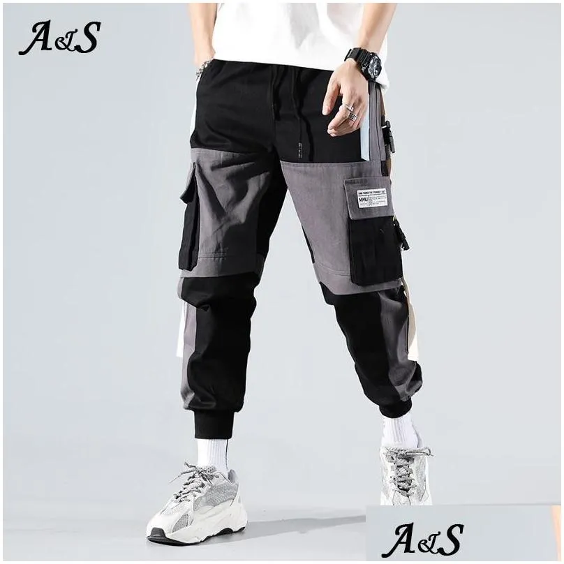 Men`S Pants Fashion Streetwear Mens Mti Pockets Cargo Harem Pants Hip Hop Casual Male Joggers Trousers Harajuku Pantalones Hombres Dr Dhdxf