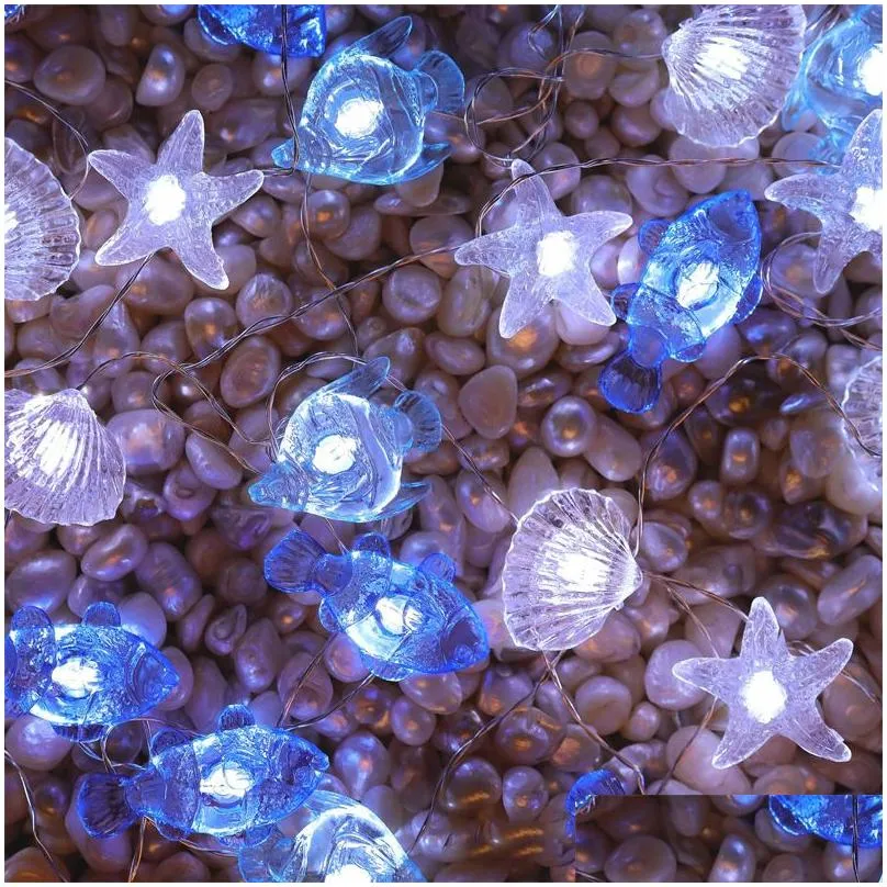 Led Strings Christmas Halloween Decorative Marine Theme String Lights 40 Led Weatherproof 8Mode Indoor And Outdoor Remote Control Copp Dhant
