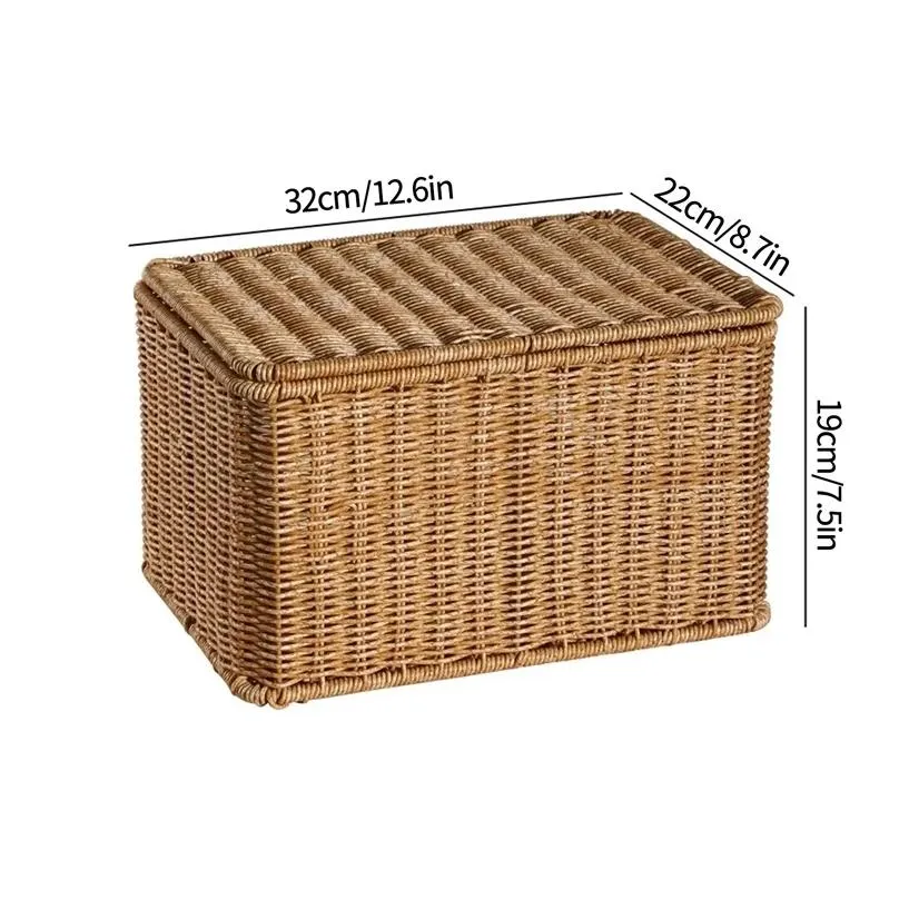 Storage Baskets Woven Basket With Lid Plus Size Sundries Dustproof Organizer Box Large Bins Cabinet Wardrobe Drop Delivery Dhqfb