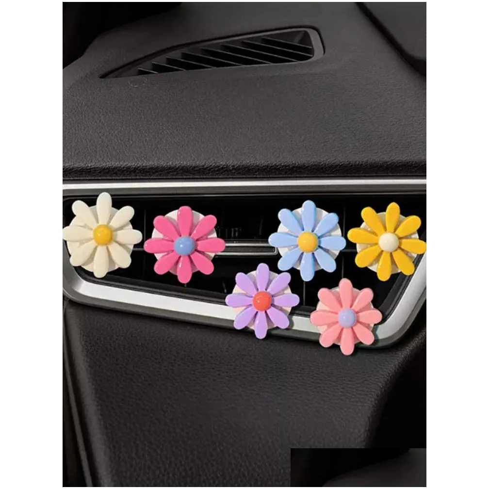 Interior Decorations New 6Pcs Flower Car Vent Clip Small Daisy Air Conditioning Outlet Per Decoration Freshener Accessories For Drop D Dhzur