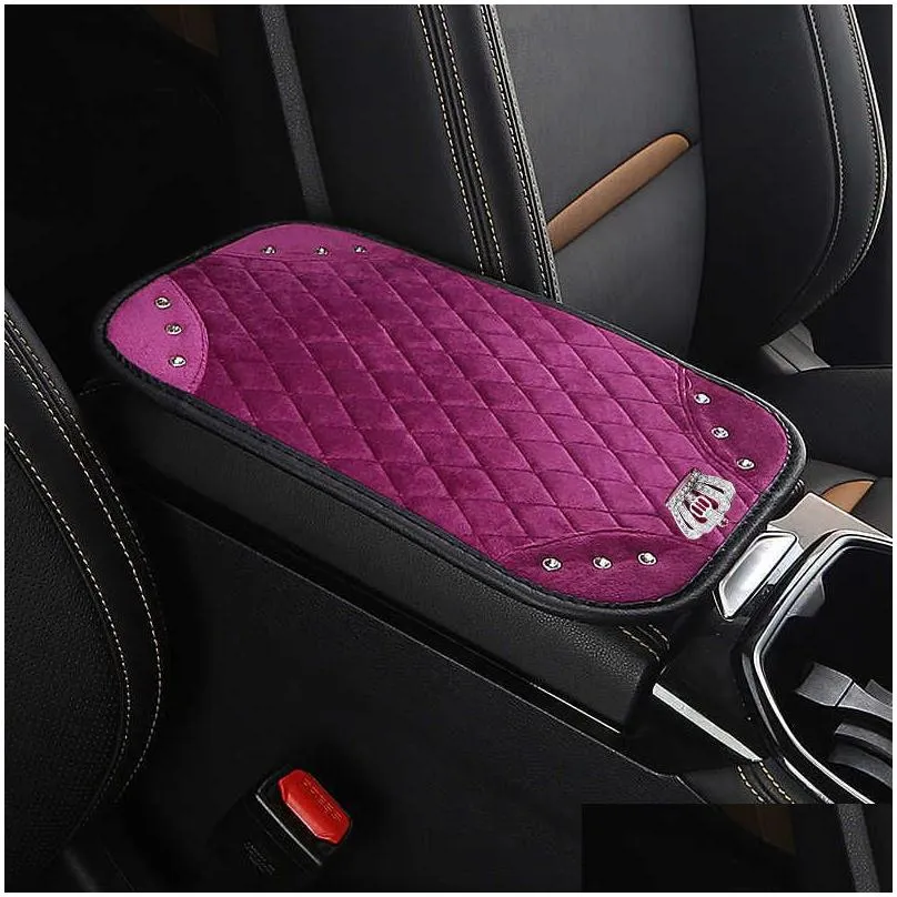 Other Auto Parts New Soft P Car Armrests Er Pad Crown Crystal Rhinestone Vehicle Center Console Arm Rest Box Cushion Protector Accesso Dhzfx