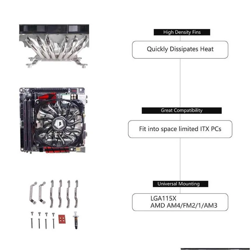 Fans & Coolings Fans Coolings Id-Cooling Is-60 Cpu Cooler With 120Mm Pwm Cooling Fan 6 Heatpipes Air 4Pin Tra Slim Drop Delivery Compu Dh12S