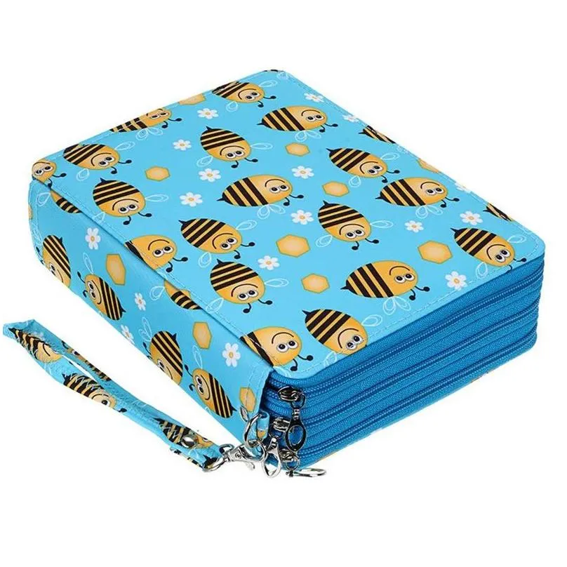 Pencil Bags Wholesale Pencil Bags Kawaii Case For School Pen Box Big 72120 Holes Penal Cute Bee Monkey Pencilcase Large Cartridge Stat Dhk49