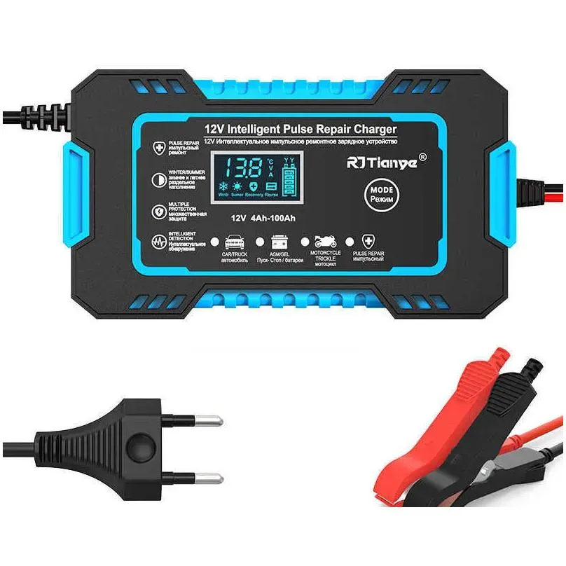 Car Other Auto Electronics New 6A 12V Battery  Smart With Lcd Touch Sn Display Pse Repair Chargers Wet Dry Lead Acid Drop Deliv Dhxqi