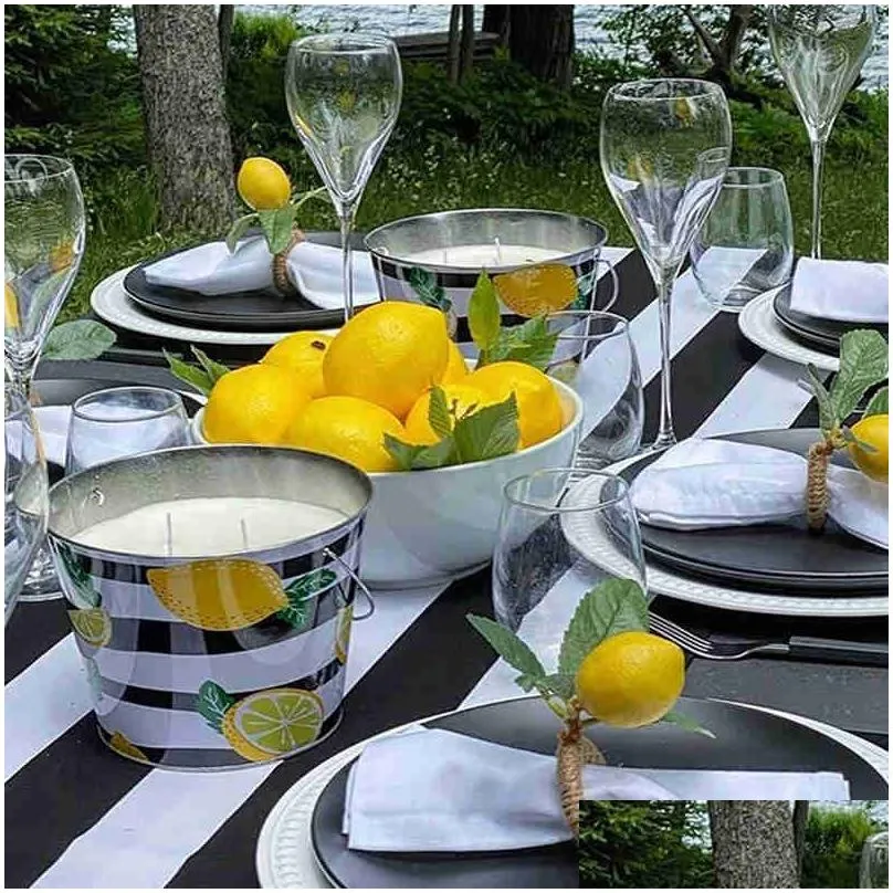 Other Home & Garden Simation Lemon Plant Napkin Ring Fruit Meal Buckle El Model Room Party Supplies Drop Delivery Home Garden Dhmyd