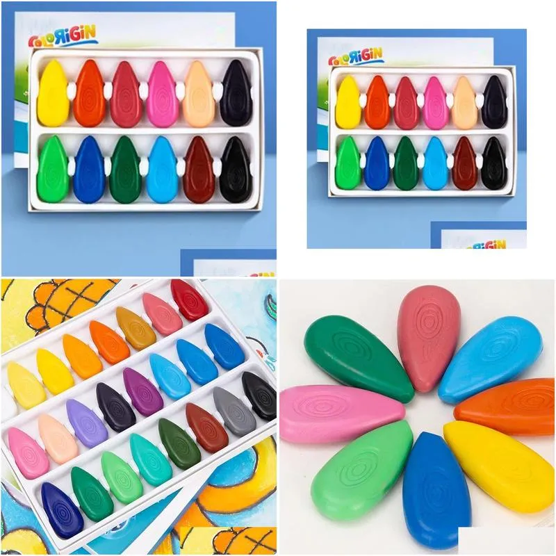 Crayon 1 Set 12 Colors Wax Crayons For Baby Kids Washable Safe Painting Ding Tool School Student Office Art Supply 231108 Drop Delive Dhuem