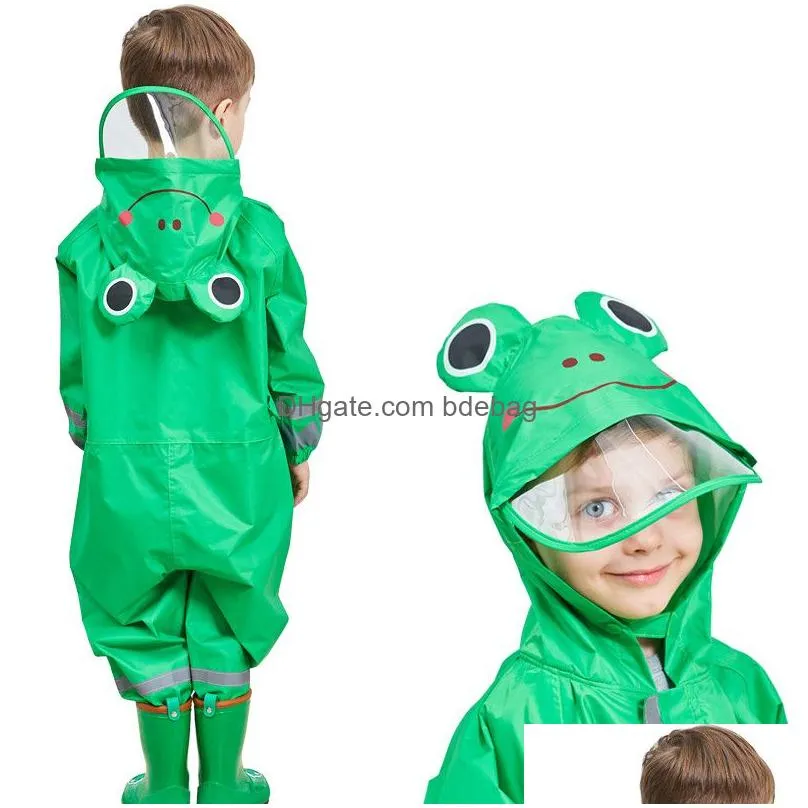 waterproof kids raincoat 39 years old children cartoon frog rainwear hooded boys girls raincoat outwear camp poncho kids rain