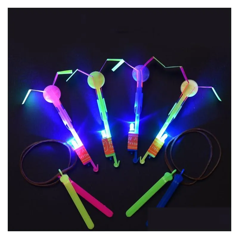 Led Flying Toys Slings Toy Amazing Arrow Helicopter Rubber Band Power Copters Kids Led Flying 100% Brand New And High Quality Drop Del Dho2T