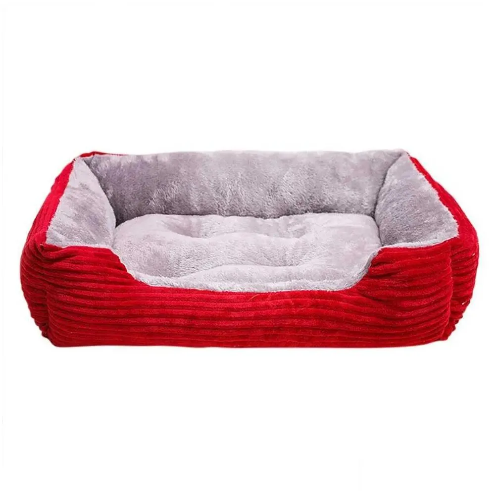 Kennels & Pens Corduroy Rec Big Dog Bed Kennel Puppy Sofa Cat Pet House Winter Warm P Beds Cushion For Small Breeds Dogs 211009 Drop D Dhfhr