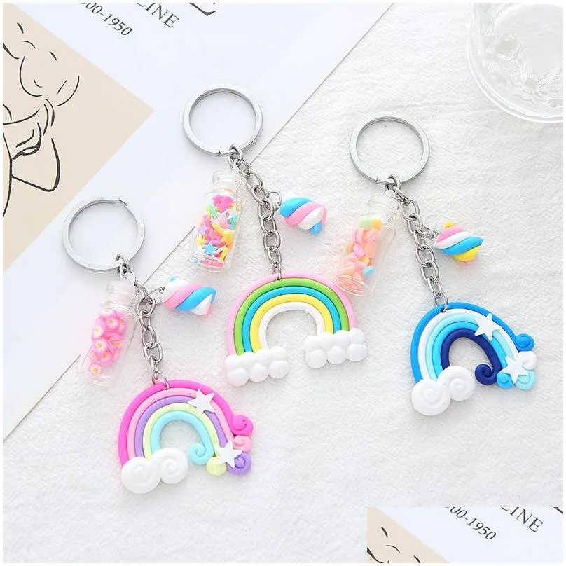 Keychains & Lanyards Quicksand Wishing Bottle Key Pendant Lollipop Students Bag Rainbow Drop Delivery Fashion Accessories Dhbd9