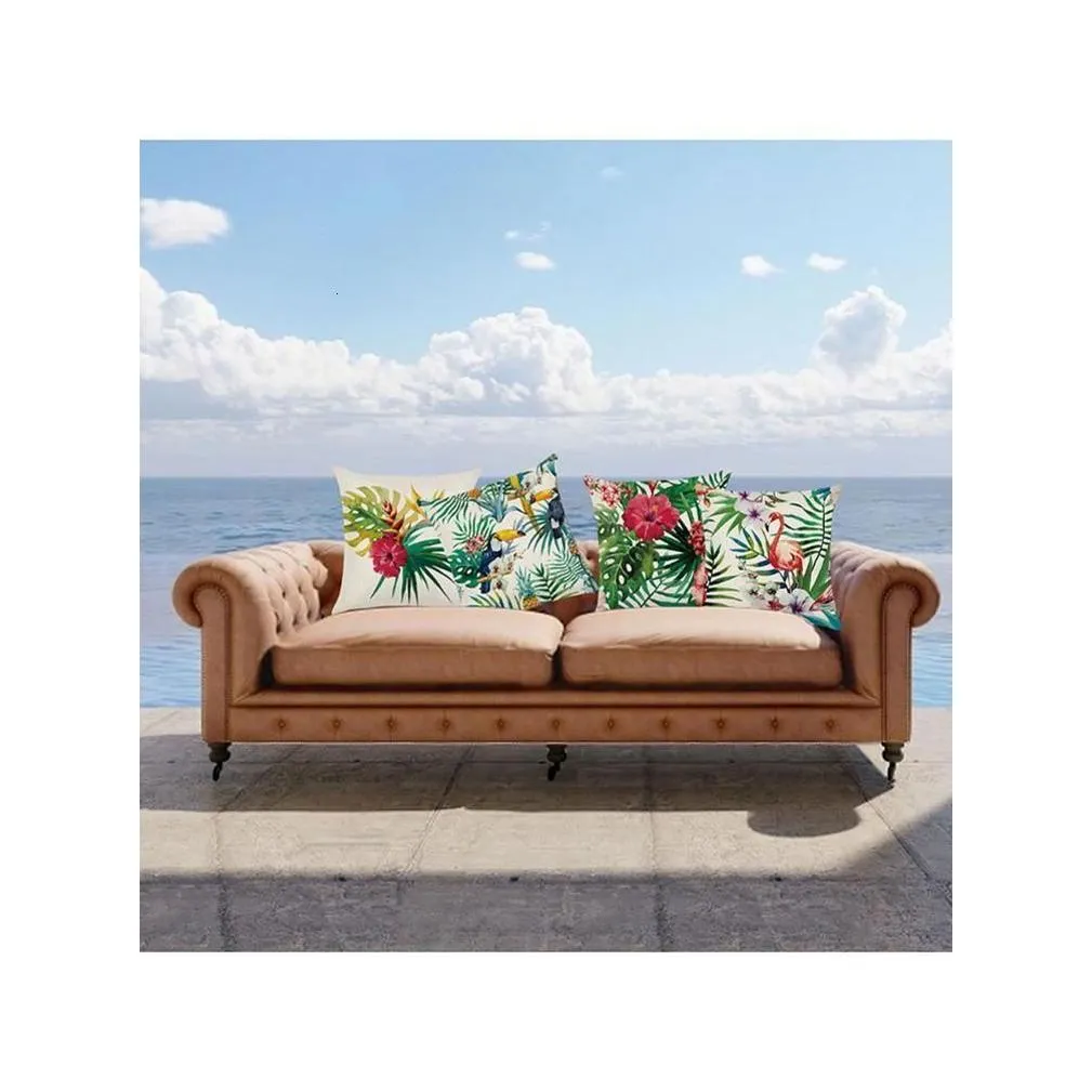 Cushion/Decorative Pillow 4Pcs Outdoor Garden Cushion Er Waterproof Zippered Case Patio Ers Not Included Drop Delivery Dhbn3